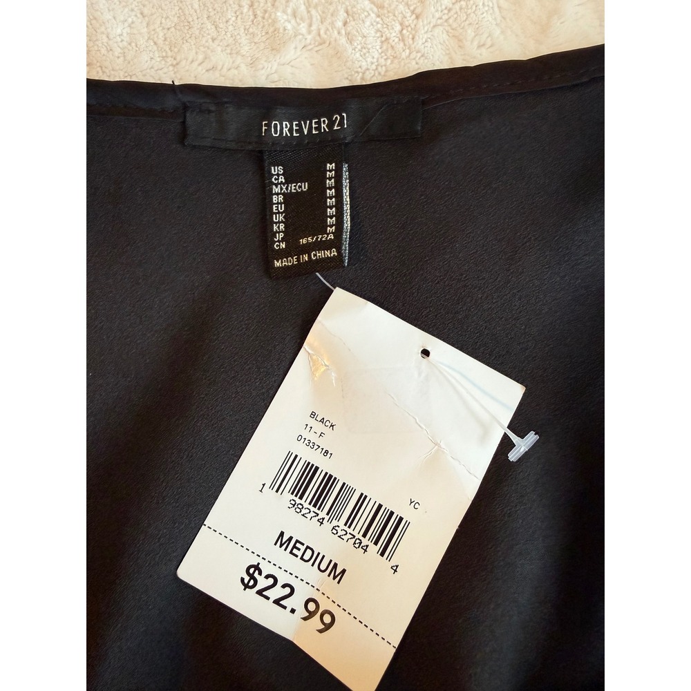 Forever 21 Black Chiffon Mini Skirt Layered Wrap Style Side Tie Medium NWT